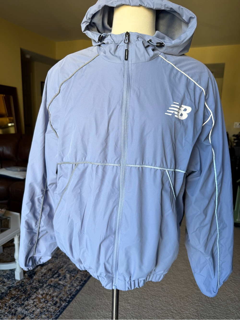 New Balance Men's Pale Blue Hooded Windbreaker Jacket
